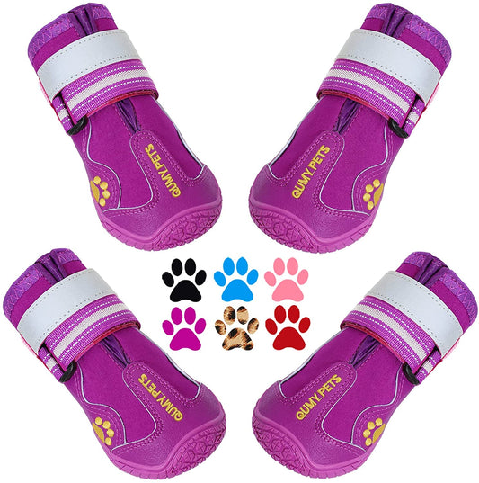 Dog Shoes for Large Dogs, Medium Dog Boots & Paw Protectors for Winter Snowy Day, Summer Hot Pavement, Water-Resistant in Rainy Weather, Outdoor Walking, Indoor Hardfloors Skid-Resistant Sole