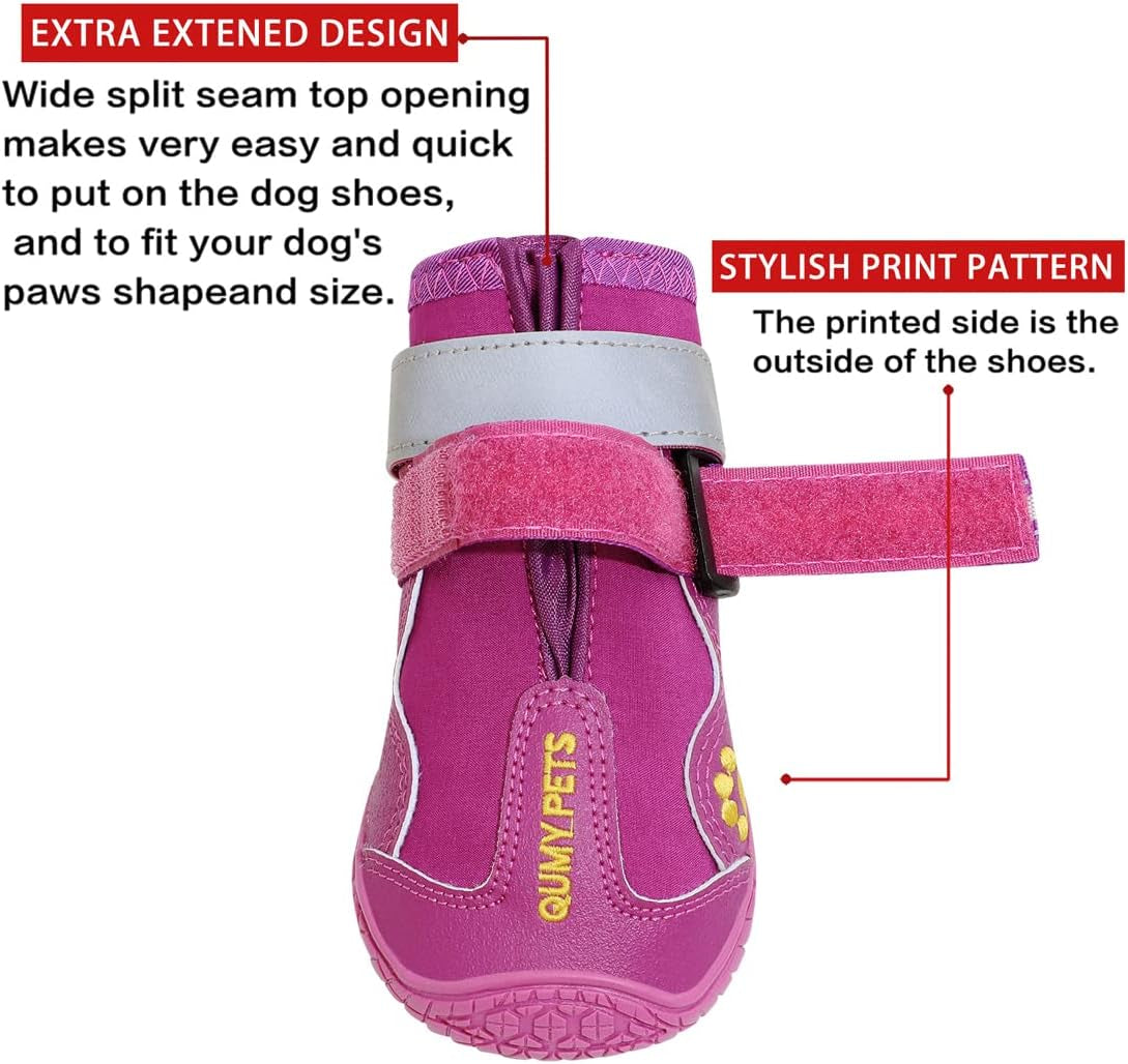Dog Shoes for Large Dogs, Medium Dog Boots & Paw Protectors for Winter Snowy Day, Summer Hot Pavement, Water-Resistant in Rainy Weather, Outdoor Walking, Indoor Hardfloors Skid-Resistant Sole