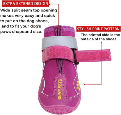 Dog Shoes for Large Dogs, Medium Dog Boots & Paw Protectors for Winter Snowy Day, Summer Hot Pavement, Water-Resistant in Rainy Weather, Outdoor Walking, Indoor Hardfloors Skid-Resistant Sole